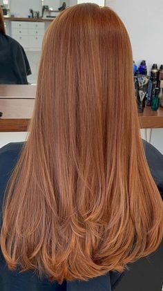 Haircut For Ginger Hair, Different Ginger Hair Colors, Ginger Hair On Brunette, Donna Suits Hair, Brunette Ginger Highlights, Copper Hair On Brunettes, Highlights For Ginger Hair, Level 7 Copper Hair, Hair Trim Ideas