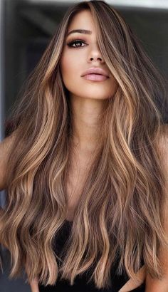 Hair Color Brunette, Brunette Hair Color Ideas, Natural Blonde Highlights, Rambut Brunette, Brunette Hair With Highlights, Brown Hair Balayage, Balayage Brunette, Hair Color Balayage, Hair Inspiration Color