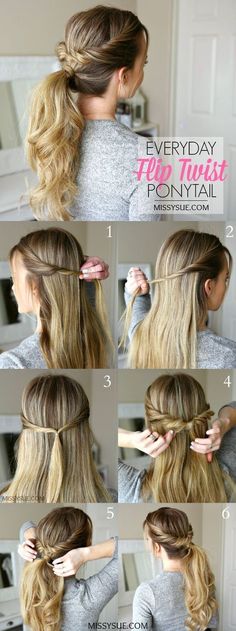 peinados para la universidad Easy To Do Hairstyles, Easy Hairdos, Twist Ponytail, Great Hairstyles, Work Hairstyles, Everyday Hairstyles, Ponytail Hairstyles