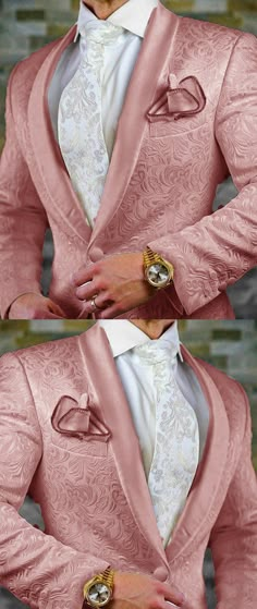 Rose Gold Wedding Suits Men, Rose Gold Groom Suit, Tuxedo For Men Wedding Rose Gold, Rose Gold Suit Men, Pink Tuxedo Men, Groom Blazer, Italy Outfits Men, Tuxedos For Wedding, Men's Tuxedo Wedding