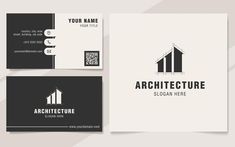 business card design for architecture company with black and white color scheme on grey background illustration