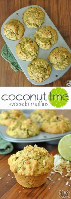 coconut lime avocado muffins on a tray