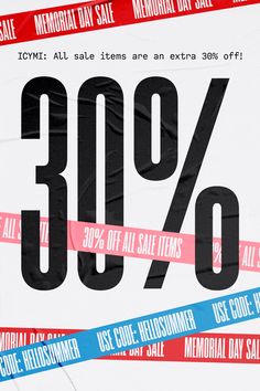 an advertisement for memorial day sale is shown in red, white, and blue stripes