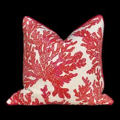 Thibaut Marine Coral Pillow Cover. Lumbar Coastal Pillow in Coral. Designer Coastal Pillow, Tropical Accent Pillow, Lumbar Pillow Throw Tropical Accent Pillow, Beach House Tropical, Coral Pillow, Ocean Pillows, Coastal Pillow, Coral Pillows, Elegant Lifestyle, Coastal Pillows, Linen Pillow Cover