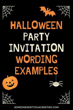 halloween party invitation with pumpkins and spider web on the bottom, and an inscription that reads