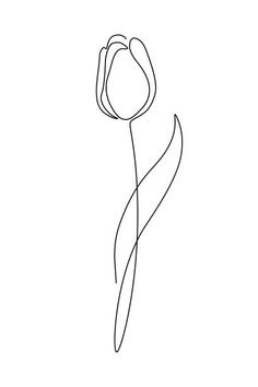 a single line drawing of a tulip on a white background, with the word love written in it