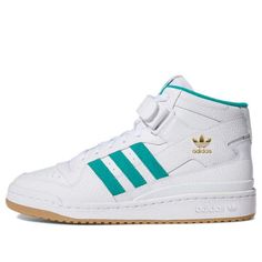 adidas Forum Mid 'White Teal' H00749 (SNKR/Cozy/Skate/Casual/Velcro/Mid Top/Wear-resistant) Adidas Forum Mid, Adidas Forum, Mid Top, Adidas, Boots, Sneakers, How To Wear, White