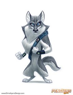 an image of a cartoon character that appears to be a wolf with blue eyes and tail