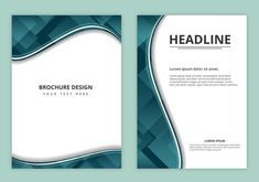 brochure design with blue and white shapes on the cover, in an abstract style