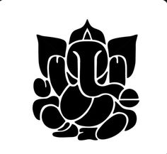 an image of the god ganesha in black and white on a white background