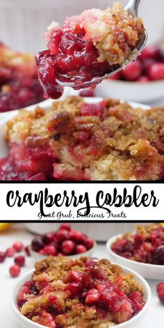 cranberry cobbler is an easy dessert that's ready to be eaten