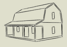 a drawing of a house that is drawn in the style of a line art work