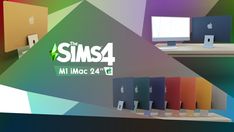 an advertisement for the new computer brand, the sims4 at mac 24 / 7