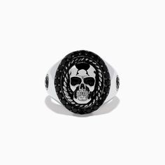 Men's 925 Sterling Silver Black Spinel Skull Ring Effy Jewelry, Black Spinel, Skull Ring, White Stone, Sterling Silver Rings, Rings For Men, 925 Sterling Silver, Sterling Silver, Ring