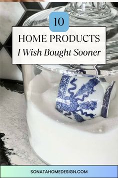 A glass canister with a blue and white teacup inside. Decor Storage Ideas, Expand Furniture, Spa Like Bathrooms, Home Decor Storage, Thistlewood Farms, Best Sheets, Decor Storage, Chinoiserie Style, Bathroom Outdoor