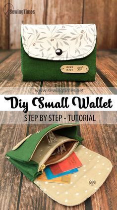 the diy small wallet is shown with instructions to make it