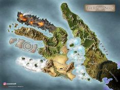 a map of the island is shown with fire coming out of its mouth and lava rising from it