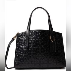 Showcasing Subtle Logos On Signature Polished Pebble Leather, This Coach Crossbody Is Sized Right For Effortless Looks. Multi Functional Pockets W/ Center Zip Pocket. Approx: 11"Wx 7.5"H X 4.5"D. Approx 19.5 Drop Detachable Strap And 5” Double Handle Drop. Elegant Black Textured Leather Satchel, Chic Black Coach Bags, Chic Black Textured Leather Satchel, Elegant Black Coach Satchel, Black Textured Leather Satchel For Shopping, Modern Black Coach Satchel, Chic Coach Satchel, Chic Coach Satchel With Handles, Coach Textured Leather Evening Satchel