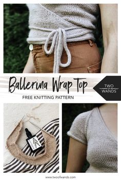 an image of a woman's top with the text, ballerina wrap top free knitting pattern