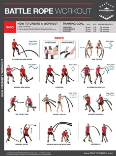 a poster showing how to do the battle rope workout