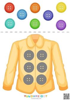 a jacket with buttons in the middle and four different colors on each button, which are numbered