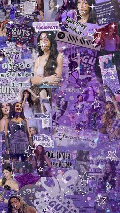 the collage is made up of many different pictures and words, including stars on them