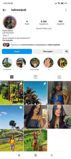 an instagram page with multiple pictures of women in bikinis and one woman taking a selfie