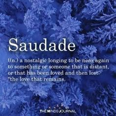 a blue background with the words saundade