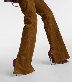 Find STOULS Kam 24 Suede Flared Pants on Editorialist. Material: 100% lamb leather. Care instructions: machine wash at 30 degrees. Made in Portugal. Designer color name: Bronze. Lining: 97% cotton, 2.4% lyocell, 0.6% elastane. Closure: zipper, snap-button fastenings. Suede Pants, High Rise Pants, Flared Pants, Slim Pants, Leather Care, Brown Suede, Pants Outfit, Flare Pants, Snap Button