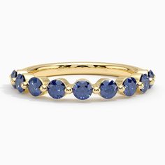 Monaco Sapphire Ring - 18K Yellow Gold. Floating shared prong set sapphires shimmer from the top half of this delicate and dazzling band for a spectacular look. White Gold Sapphire Ring, Sapphire Wedding Ring, Sapphire Wedding Rings, Gold Sapphire Ring, Sapphire Wedding Band, Sapphire Band, Sapphire Engagement Ring Blue, Sapphire Wedding, Detailed Ring