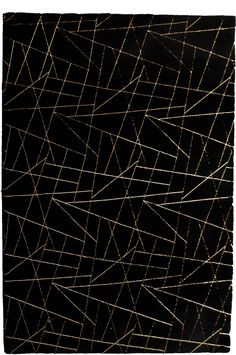 an abstract black and gold painting with lines