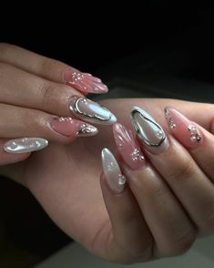 Gel X Nails, X Nails, Girly Acrylic, Nails Design With Rhinestones, Cute Nail Designs, Cute Nail, Stiletto Nails