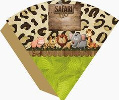 an animal themed birthday card with the name safari on it and animals in front of a wooden sign