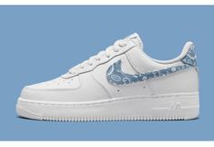 Nike Air Force 1 '07 Essentials Blue Paisley 2021 Size 8.5 Women. New Sneaker Releases, Paisley Fashion, Nike Air Force 1 07, Sneaker Release, Nike Air Force 1 Low, Blue Sneakers, New Sneakers, Air Force 1 Low, Blue Paisley