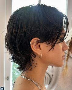 Short Hairstyle Back View, Back Brushed Hair Hairstyles, Edgy Women’s Haircut, Cute Super Short Haircuts For Women, Short Hairstyles For Square Face Shape, Short Hairstyles Pulled Back, Pixie Hairstyles Square Face, Shirt Hair Women, Super Short Shaggy Haircuts