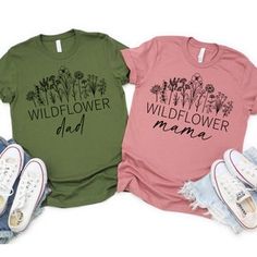 three shirts that say wildflower and mama