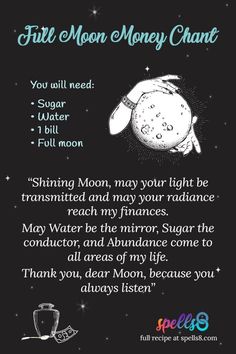 ‘Moon Boon Chant’: Wiccan Magic to Attract Money – Spells8 Full Moon Candle, Full Moon Spells, Money Spells Magic, Moon Activities, Spells Magic, Witch Things, Money Spells That Work, Prosperity Spell, Good Luck Spells