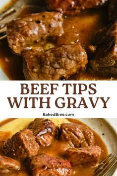 Learn how to make this easy, melt-in-your-mouth beef tips and gravy recipe. Ready in just 35 minutes! #QuickAndEasy #BeefRecipes #Dinner Beef Tips And Gravy Recipe, Beef Tip Recipes, Gravy Packet, Beef Tips And Gravy, Simple Family Meals, Beef Stew Meat