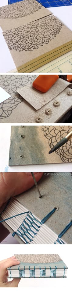 the process of making handmade notebooks is shown