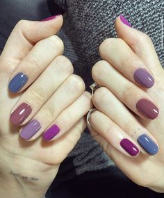 Multicoloured Nails, Nail Polish Combinations, Beauty Hacks Nails, Nail Polish Art, Cute Gel Nails