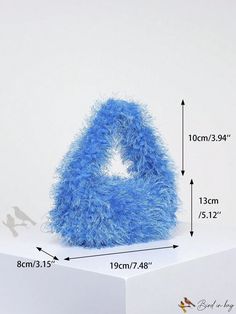 Bird in Bag - Blue Solid Fluffy Satchel Bag Trendy Blue Bags For Winter, Trendy Blue Shoulder Bag For Winter, Trendy Blue Winter Bags, Blue Rectangular Bags For Winter, Blue Rectangular Winter Bags, Trendy Blue Satchel Shoulder Bag, Trendy Blue Handheld Shoulder Bag, Trendy Blue Shopping Bag, Trendy Fluffy Shoulder Bag