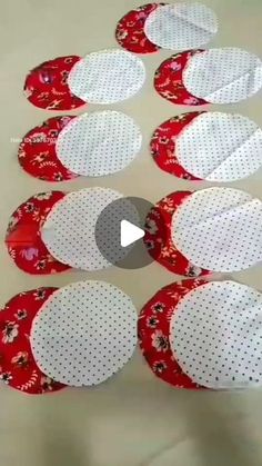 the video shows how to make paper plates with polka dots and red circles on them