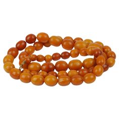 Antique 14K Gold Beeswax Amber Bead Necklace Antique Strand of Graduating Beeswax Amber beads with a 14K Gold clasp. Circa: 1920 Approximate Dimensions: 41.28 cm (Clasped/Doubled Length) x 83.8 cm (Unclasped Length) 21.25 x 17.10 mm 10.7 x 8.88 mm (Smallest Bead) 78 grams in weight Amber Bead Necklace, Necklace Antique, Amber Beads, Bead Necklace, Amber, Beaded Necklace, Jewelry Necklaces, Beads, Gold