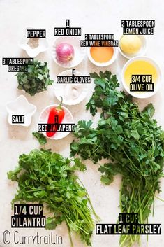 the ingredients needed to make this recipe include parsley, red pepper, lemon juice, garlic, and cilantro