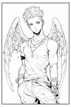 an anime character with wings on his chest