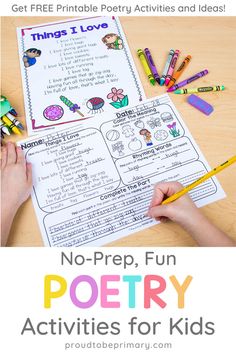 no prep, fun poetry activities for kids