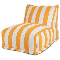 an orange and white striped chair cushion