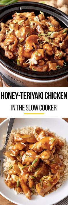 honey - teriyaki chicken in the slow cooker is an easy dinner recipe