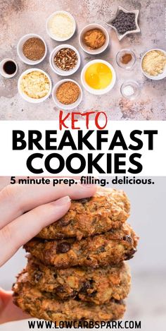 keto breakfast cookies stacked on top of each other