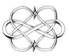 an artistic tattoo design that looks like a heart with two intersecting lines in the middle